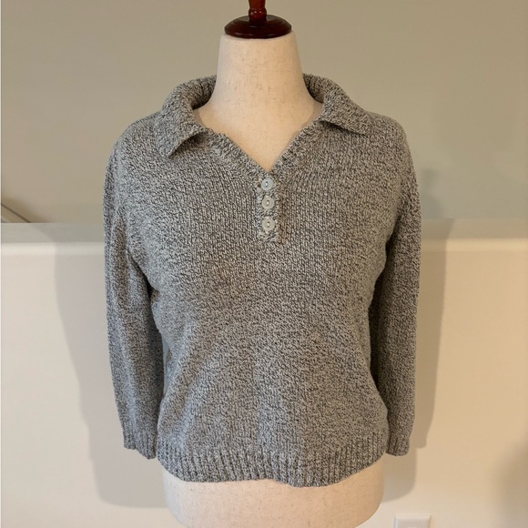 Marled Button Up Collared Sweater - Picture 1 of 3